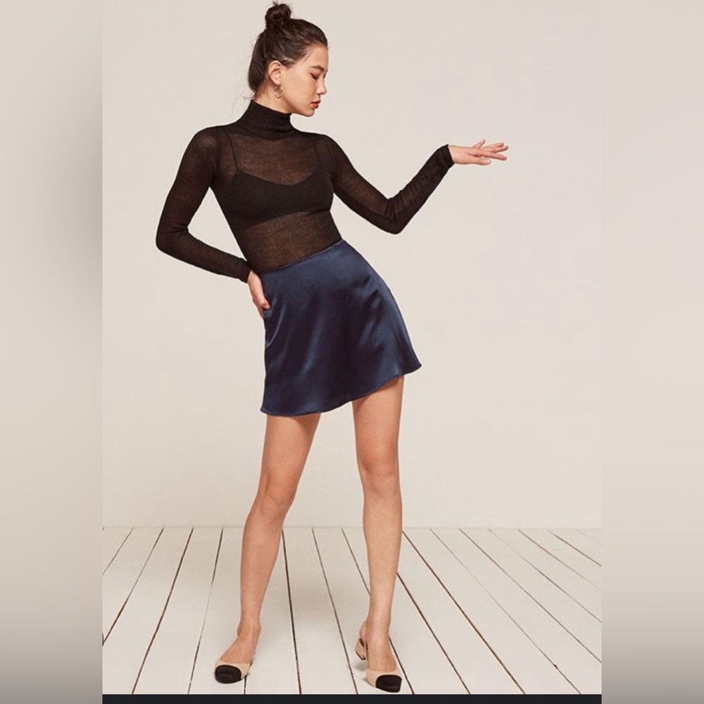 Reformation Benson silk mini skirt